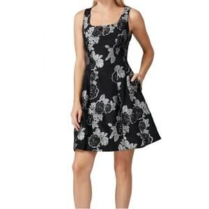 Prabal Gurung Black Silver Floral Jacquard Mini Dress Sleeveless MSRP $345 Sz 8
